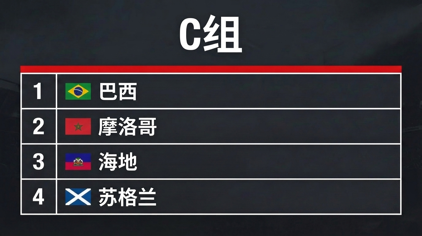 C组：巴西、摩洛哥、海地、苏格兰