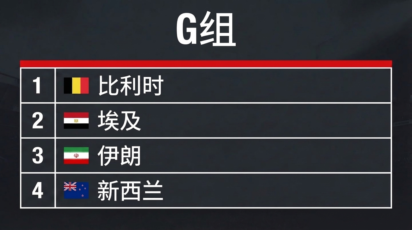 G组：比利时、埃及、伊朗、新西兰